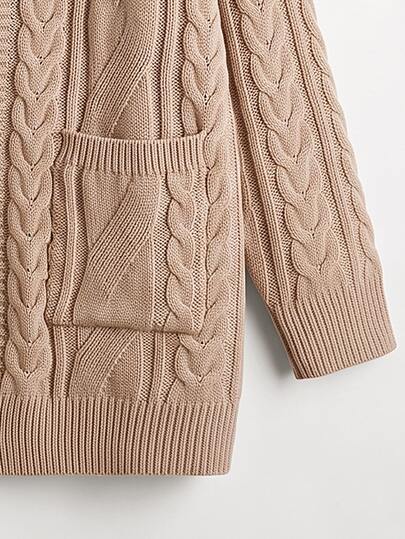 Linhara CURVE 2026 Autumn/Winter Plus Size Solid Color Vintage Cable Knit Cardigan Women Loose Fit With Pockets Lazy Thick Versatile Sweater Jacket