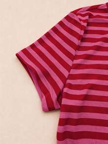Dekonique Dekonique Women's Striped Colorblock Short Sleeve T-Shirt And 7/8 Length Leggings 2 Pieces Set - Multicolor - View 4