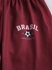SHEIN Young Boy Color Block Sleeve Half Zip Sweatshirt Jogger Set, 2Pcs Stand Collar Fleece Tracksuit, Toddler Casual Daily Outfit,Fall,Autumn&Winter,School - Burgundy - View 12