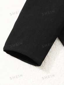 SHEIN Tween Girl Long Sleeve Black Crop Coat Halloween Autumn Fall - Black - View 9