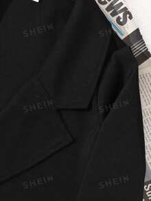 SHEIN Tween Girl Long Sleeve Black Crop Coat Halloween Autumn Fall - Black - View 7