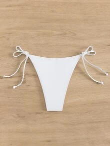 Swim Basics Summer Beach Tie Side Bikini Bottom - White - View 2