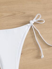 Swim Basics Summer Beach Tie Side Bikini Bottom - White - View 5