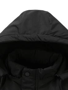 Manfinity Homme Thickened Thermal Lined Zipper Placket Multi-Pocket Fashion Casual Outdoor Cold-Proof Men's Padded Coat - Black - View 5