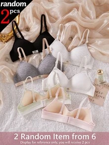 [2 Randomly Sent]Teen GirlThin Seamless Non-Wired Bra, Developmental Period Student Bra, Versatile Comfortable Underwear Autumn Fall - Multicolor - View 8