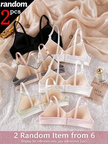 [2 Randomly Sent]Teen GirlThin Seamless Non-Wired Bra, Developmental Period Student Bra, Versatile Comfortable Underwear Autumn Fall - Multicolor - View 3