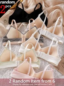 [2 Randomly Sent]Teen GirlThin Seamless Non-Wired Bra, Developmental Period Student Bra, Versatile Comfortable Underwear Autumn Fall - Multicolor - View 5