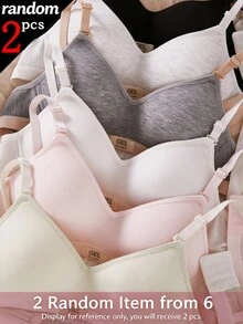 [2 Randomly Sent]Teen GirlThin Seamless Non-Wired Bra, Developmental Period Student Bra, Versatile Comfortable Underwear Autumn Fall - Multicolor - View 6