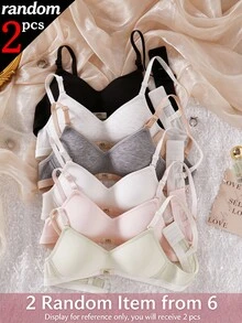 [2 Randomly Sent]Teen GirlThin Seamless Non-Wired Bra, Developmental Period Student Bra, Versatile Comfortable Underwear Autumn Fall - Multicolor - View 7
