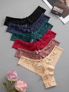 Snug Zone 12件套浪漫性感蕾丝比基尼内裤，女士适用，多种颜色可选 - 彩色 - 查看 4