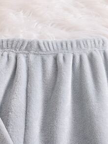 Tween Boy Light Gray Plush Letter Embroidered Top And Pants Casual Minimalist 2 Pieces Set - Grey - View 6