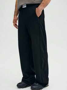 Men's ACERO Men's Organic Cotton Elastic Waist Sweatpants With Label Detail White - Black - View 6