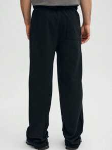 Men's ACERO Men's Organic Cotton Elastic Waist Sweatpants With Label Detail White - Black - View 2