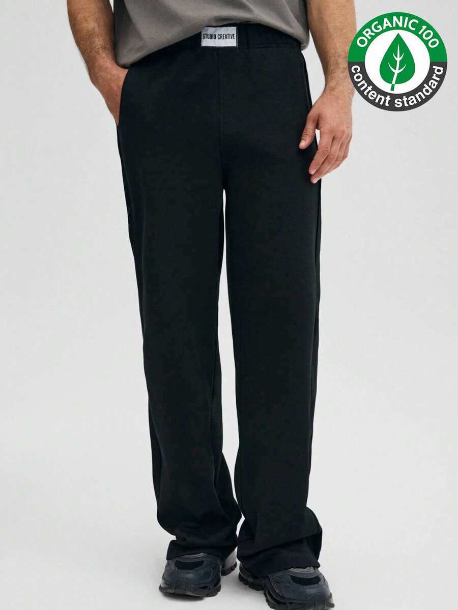Men's ACERO Men's Organic Cotton Elastic Waist Sweatpants With Label Detail White - Black - View 1