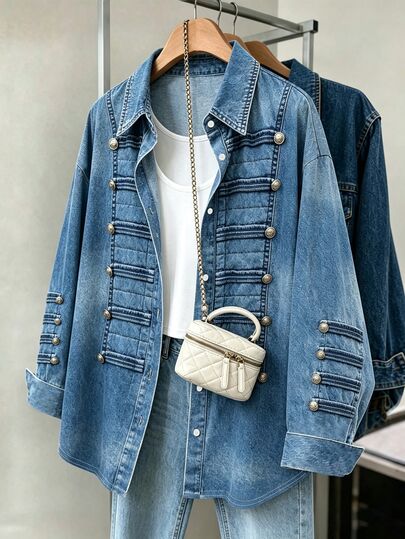 GlowEve CURVE Women's Printed Shirt, Niche Luxury Vintage Loose Versatile Long-Sleeved Shirt Fall