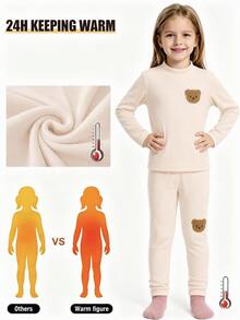 Young Girl Cute Semi-High Neck Applique Embroidered Top And Leggings Set - Multicolor - View 10