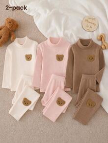 Young Girl Cute Semi-High Neck Applique Embroidered Top And Leggings Set - Multicolor - View 11