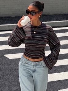Muchica Women's Striped Casual Daily Long Sleeve T-Shirt - Multicolor - View 1