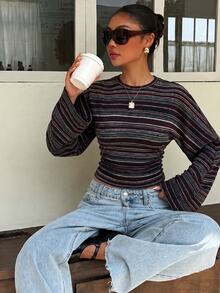 Muchica Women's Striped Casual Daily Long Sleeve T-Shirt - Multicolor - View 4