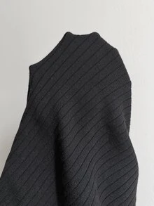 SHEIN LUNE Plus Size Women Solid Color Casual Versatile Daily Wear Long Sleeve Sweater - Black - View 7