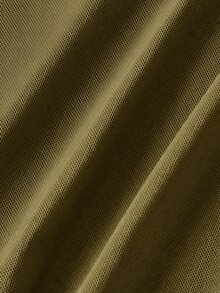 SHEIN MOD 大尺碼女款純色不對稱領喇叭袖網紗拼接迷你洋裝 秋季 - 軍綠色 - 查看 5