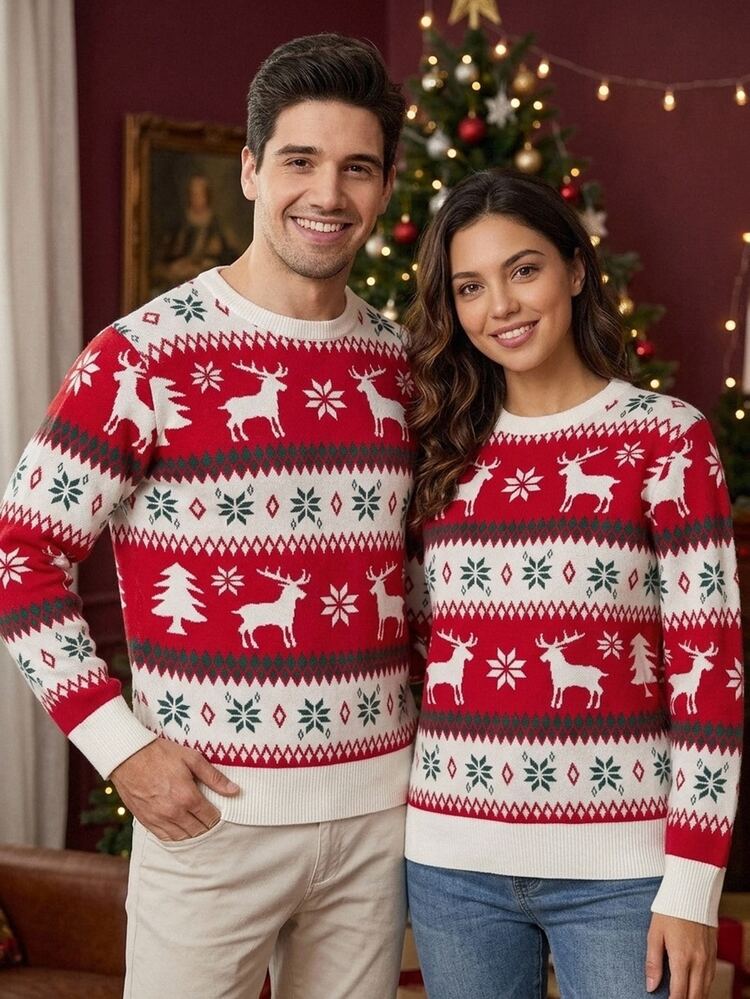 Sorvial Men's Autumn/Winter Pullover Long Sleeve Crew Neck Knit Sweater With Christmas Elements,Cute Christmas Pullover Sweater , Fall/Winter - Multicolor - View 11