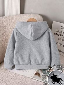 Elladie kids Girls' Casual Fleece Hooded Jacket, Long Sleeve With Pockets And Zipper, Sweatshirt, Autumn/Winter - Grey - View 2