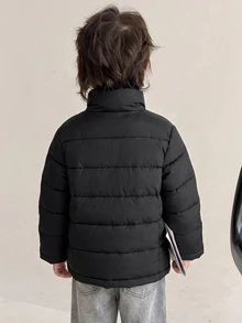 Dazy Kids 小男孩休閒時尚拉鍊長袖加厚外套 冬季 - 黑色 - 查看 5