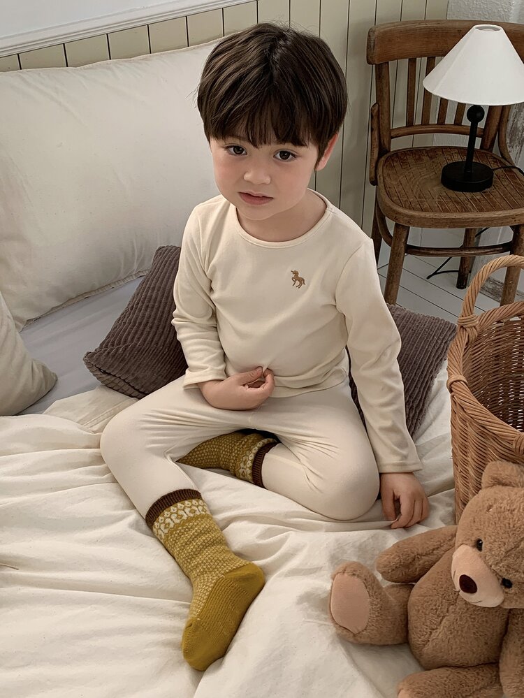 DAZY 嬰兒(男嬰)圓領長袖舒適2件套居家服 秋冬款 - 白色 - 查看 7
