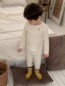 DAZY Infant (Boy) Round Neck Long Sleeve Comfortable 2 Pieces Set Loungewear For Autumn/Winter - White - View 8