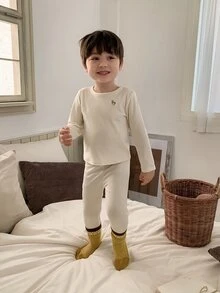 DAZY Infant (Boy) Round Neck Long Sleeve Comfortable 2 Pieces Set Loungewear For Autumn/Winter - White - View 6