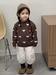 DAZY Infant/Toddler (Girl) Round Neck Colorblock Long Sleeve Sweater, Autumn/Winter - Coffee Brown - View 5