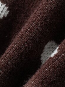 DAZY Infant/Toddler (Girl) Round Neck Colorblock Long Sleeve Sweater, Autumn/Winter - Coffee Brown - View 8