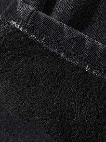 DAZY Baby Girl Casual Versatile Fitted Elastic Waist Denim Long Pants Winter - Black - View 8