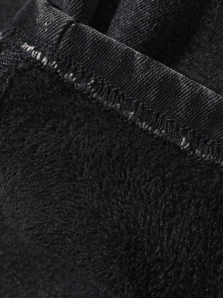DAZY Baby Girl Casual Versatile Fitted Elastic Waist Denim Long Pants - Black - View 8