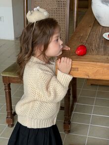 DAZY Baby Girl Round Neck Long Sleeve Autumn/Winter Sweater - Apricot - View 7