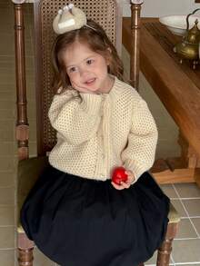 DAZY Baby Girl Round Neck Long Sleeve Autumn/Winter Sweater - Apricot - View 8
