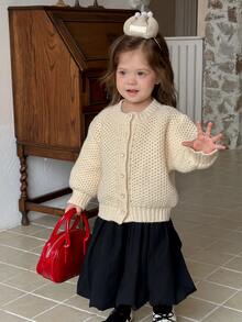 DAZY Baby Girl Round Neck Long Sleeve Autumn/Winter Sweater - Apricot - View 3