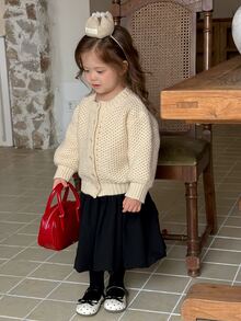 DAZY Baby Girl Round Neck Long Sleeve Autumn/Winter Sweater - Apricot - View 6