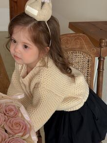 DAZY Baby Girl Round Neck Long Sleeve Autumn/Winter Sweater - Apricot - View 4
