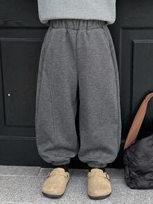 Dazy Kids Young Boy Solid Color Elastic Waist Pocket Jogger Sweatpants - Grey - View 4