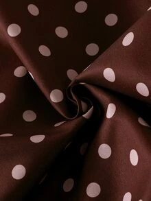 SHEIN Genkimix Kids 2件組女孩秋季新款防風布料酒紅色波點休閒時尚夾克與休閒長褲套裝，可愛甜美生日穿搭 - 棕色 - 查看 6