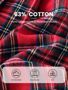 SHEIN تنورة حمراء مربعات للبنات، تنورة كاجوال متعددة الاستخدامات، بأسلوب أمريكي راقي - الأحمر - مشاهدة 8