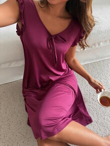 DAZY Women's Sexy Elegant Strappy Nightgown, Comfortable For Home Wear - Burgundy - View 1