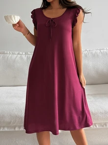 DAZY Women's Sexy Elegant Strappy Nightgown, Comfortable For Home Wear - Burgundy - View 4