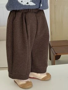 DAZY Infant/Toddler (Boys) Solid Color Autumn/Winter Wide Leg Casual Bottoms - Coffee Brown - View 1