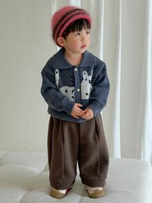 DAZY Infant/Toddler (Boys) Solid Color Autumn/Winter Wide Leg Casual Bottoms - Coffee Brown - View 7