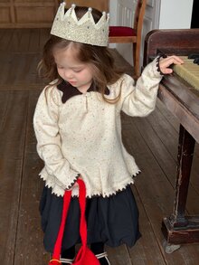 DAZY Infant (Girl) Turn Collar Autumn/Winter Ruffle Trim Short Sleeve Sweater - Apricot - View 5