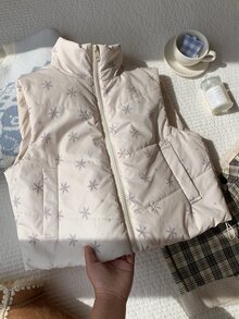Comfortcana Women's All-Over Print Zipper Casual Daily Winter Padded Vest - White - View 7