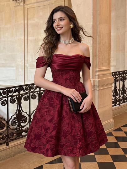 Vintamour Vintage Elegant Women's Dress Autumn Winter Floral Jacquard Satin Patchwork Ruched Party Holiday Halloween Christmas Elegant Short Dresses Wedding